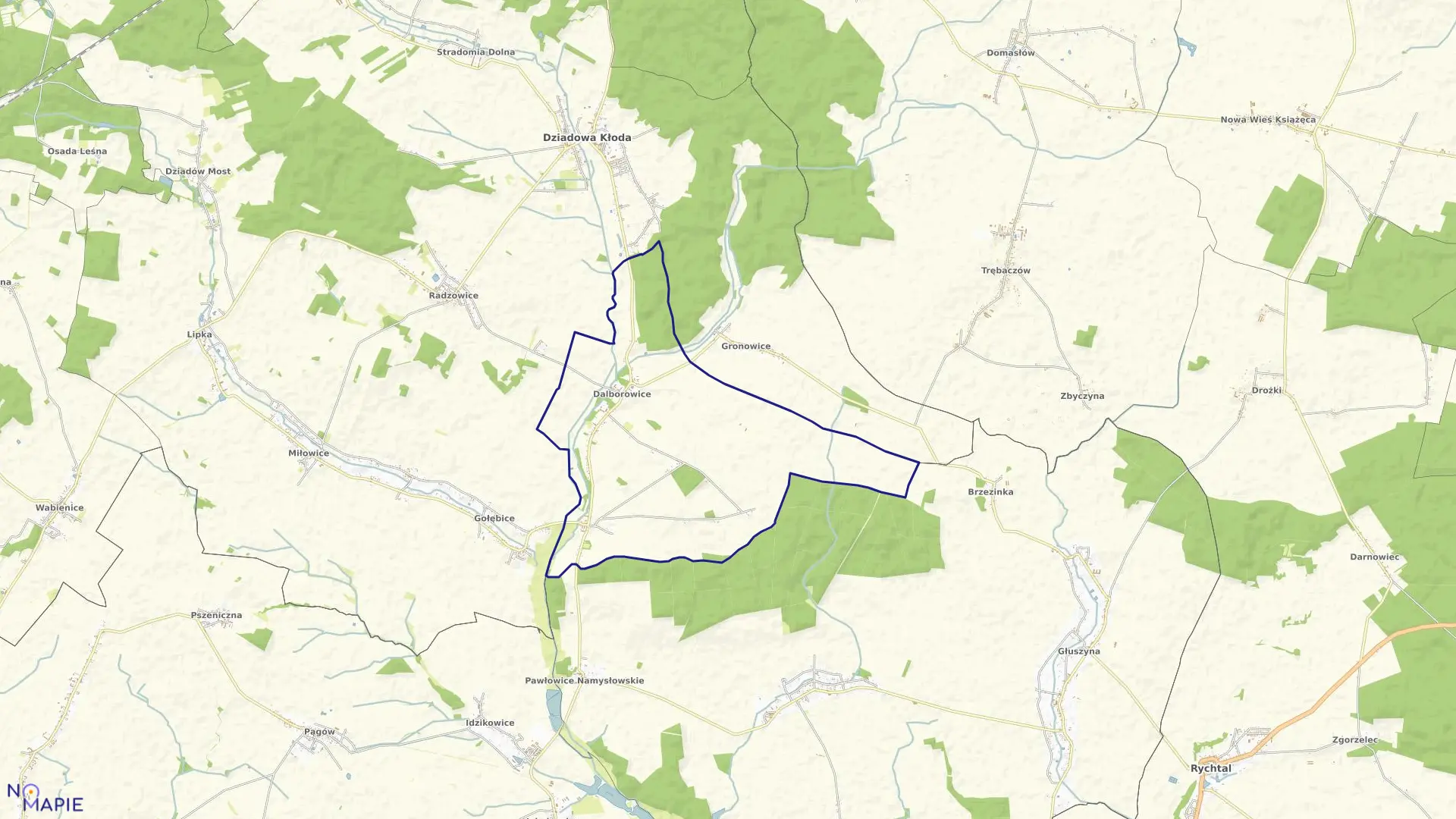 Mapa obrębu Dalborowice w gminie Dziadowa Kłoda